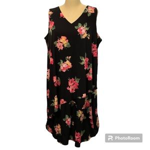 Susan Graver Floral Dress Angled Layers XL